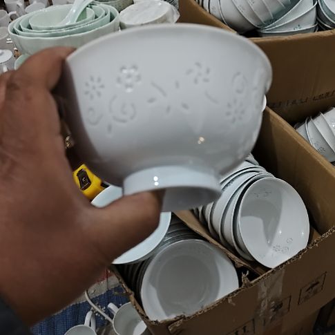 瓷玲珑白色5寸吃饭碗6个一级品