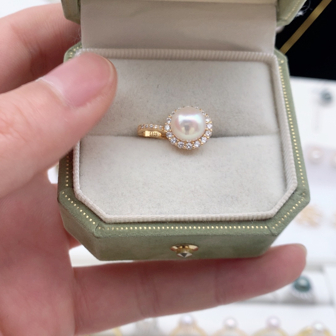 海水珍珠8.5-9mm ak万能扣银S925镶嵌