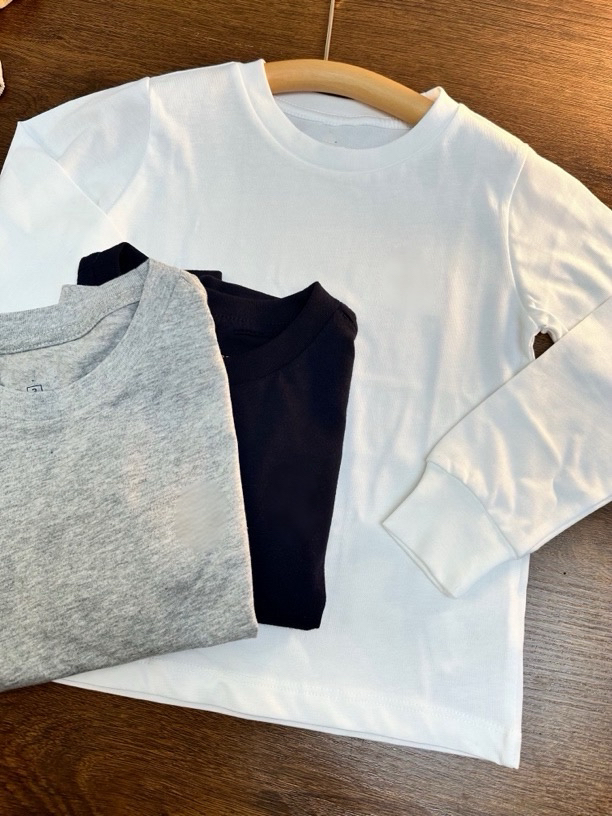 春秋季新品 男女童纯棉T恤时尚百搭圆领套头纯色