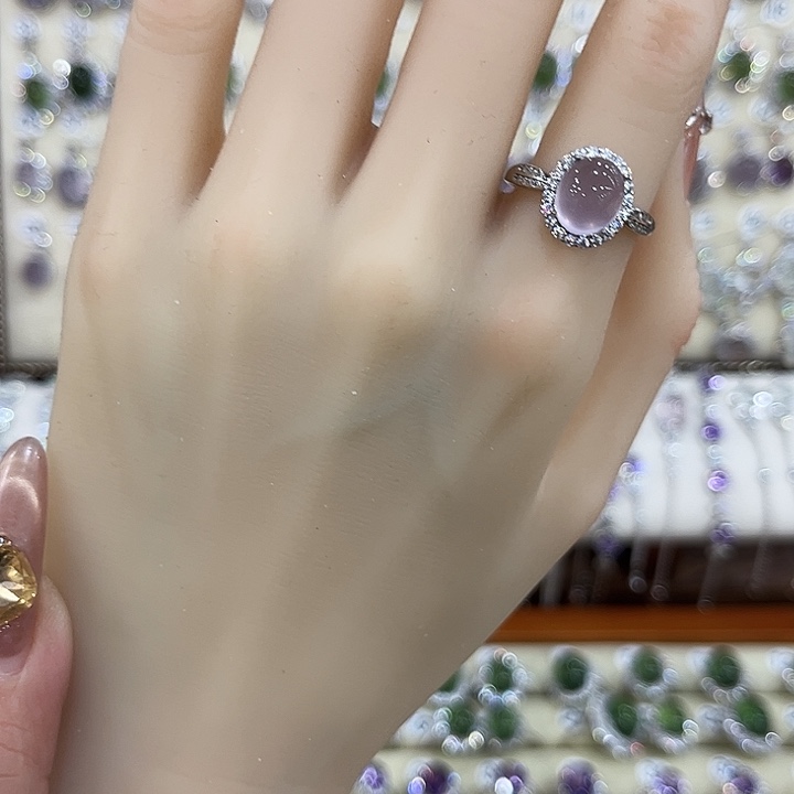 萤石戒指银S925镶嵌