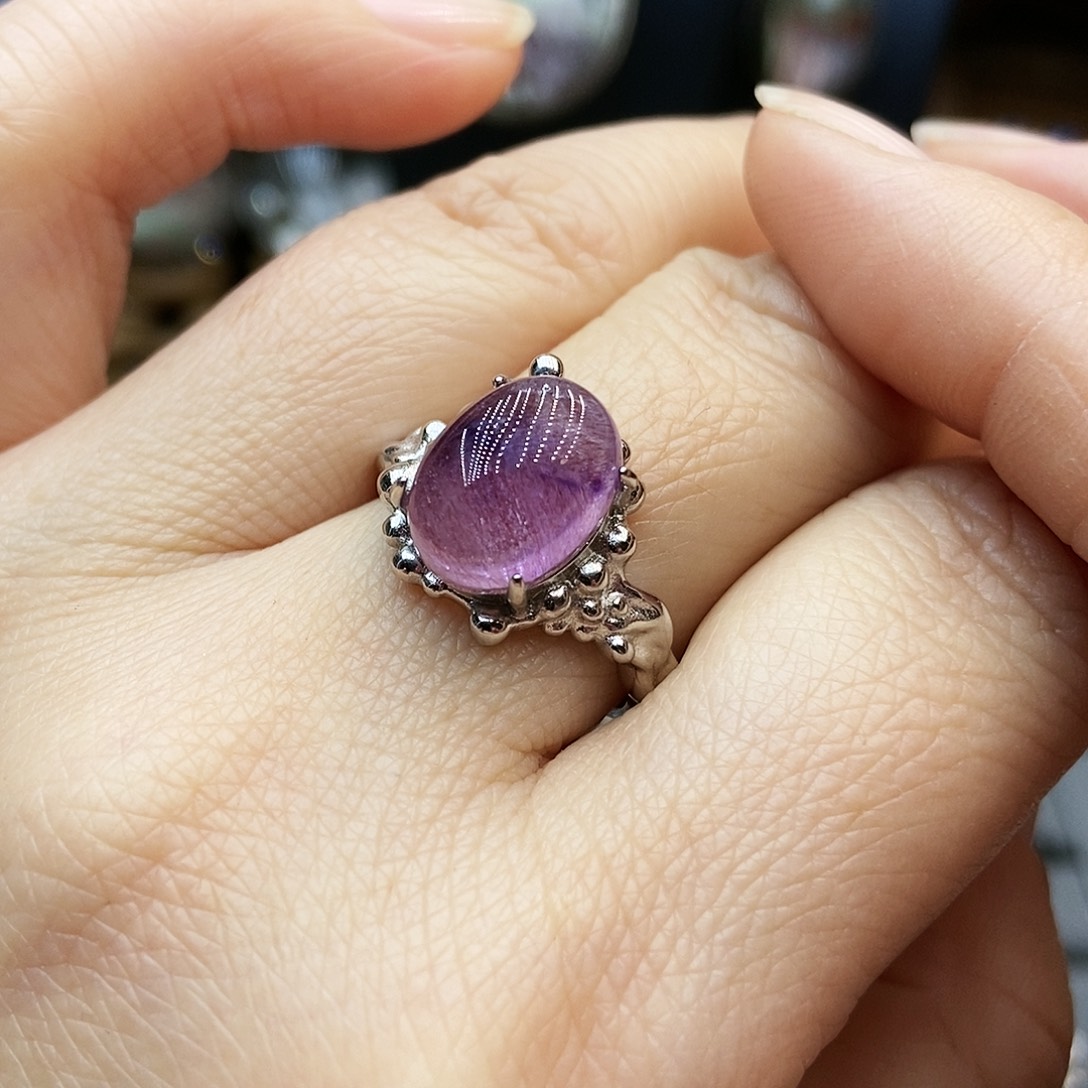 水晶戒指银S925镶嵌戒指