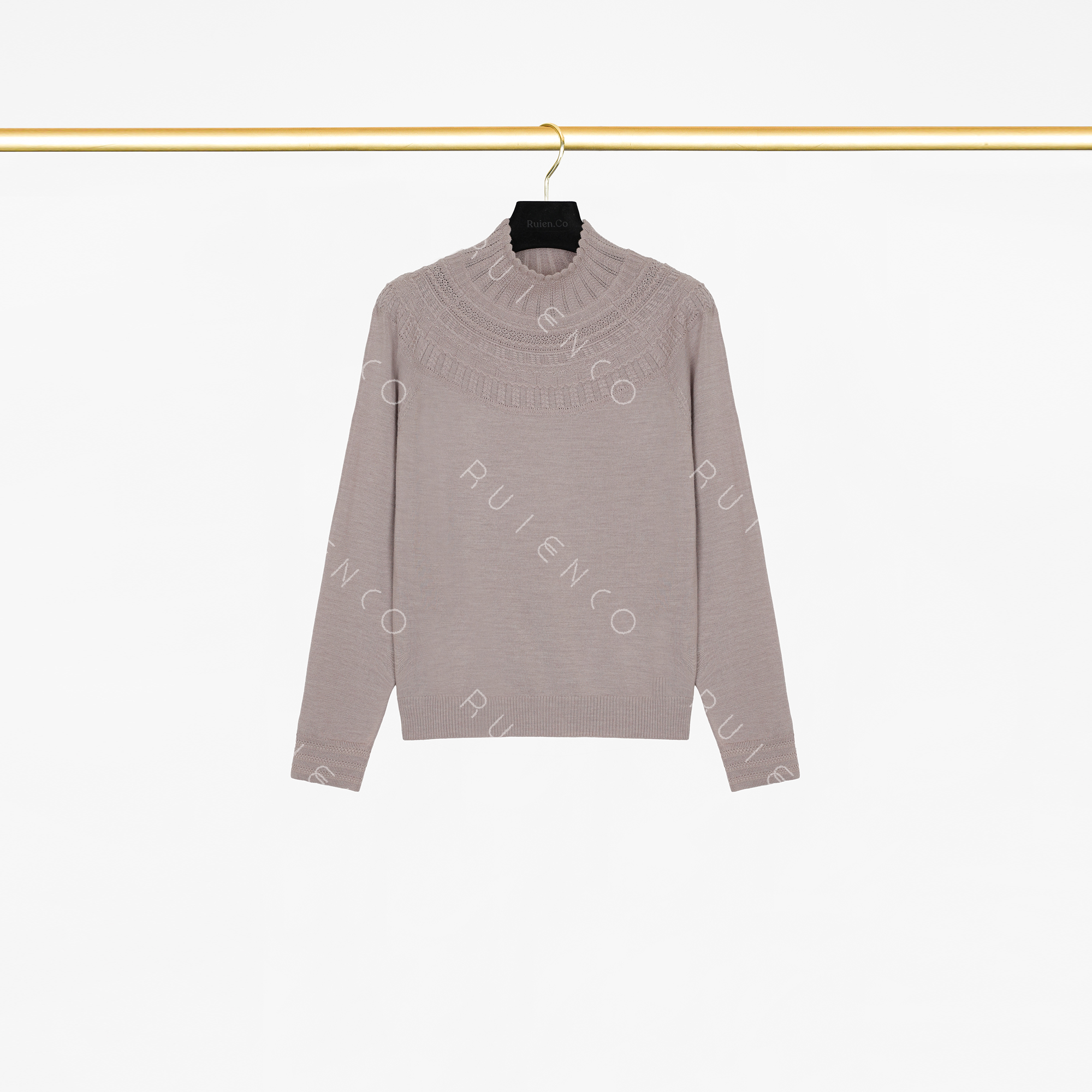 我是摩羯 维多利亚下午茶 澳洲美丽诺羊毛半高领镂空花纹羊毛衫