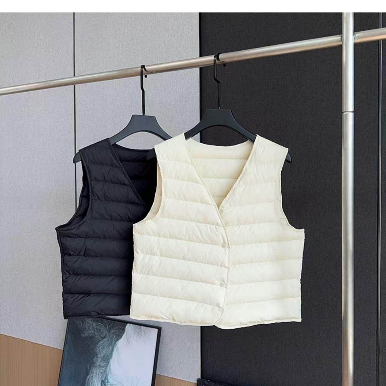 高品质V领90白鹅绒大码马甲轻薄保暖羽绒背心内穿百搭马甲羽绒服