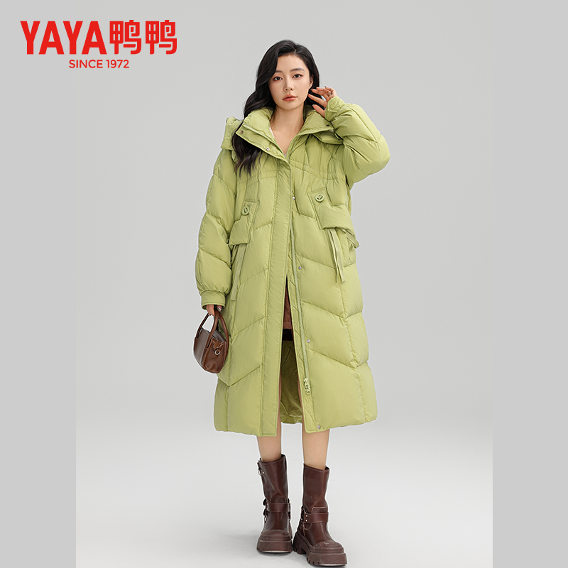 YAYA/鸭鸭24年新款长款羽绒服时尚连帽宽松加厚保暖YE3B623193L
