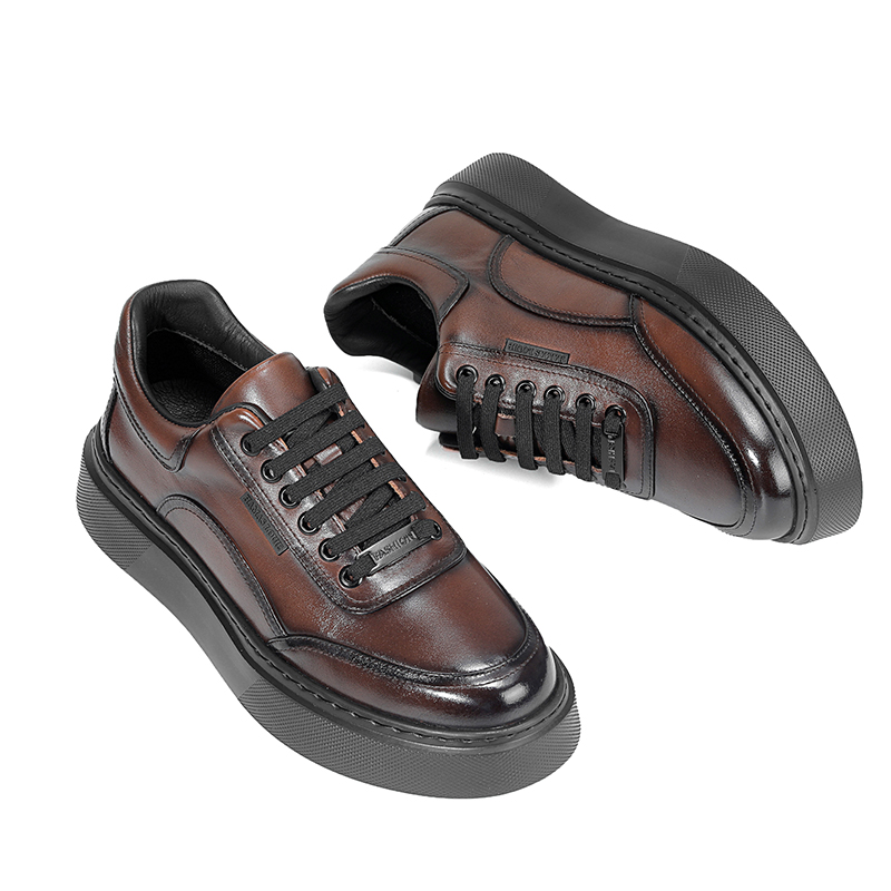 【9531】黑棕头层牛皮男士时尚休闲皮鞋四季百搭商务休闲真皮男鞋