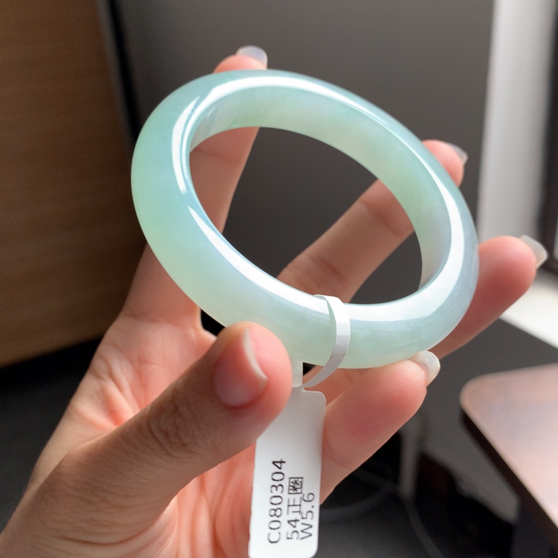 翡翠手镯未镶嵌冰绿梦中情镯24号