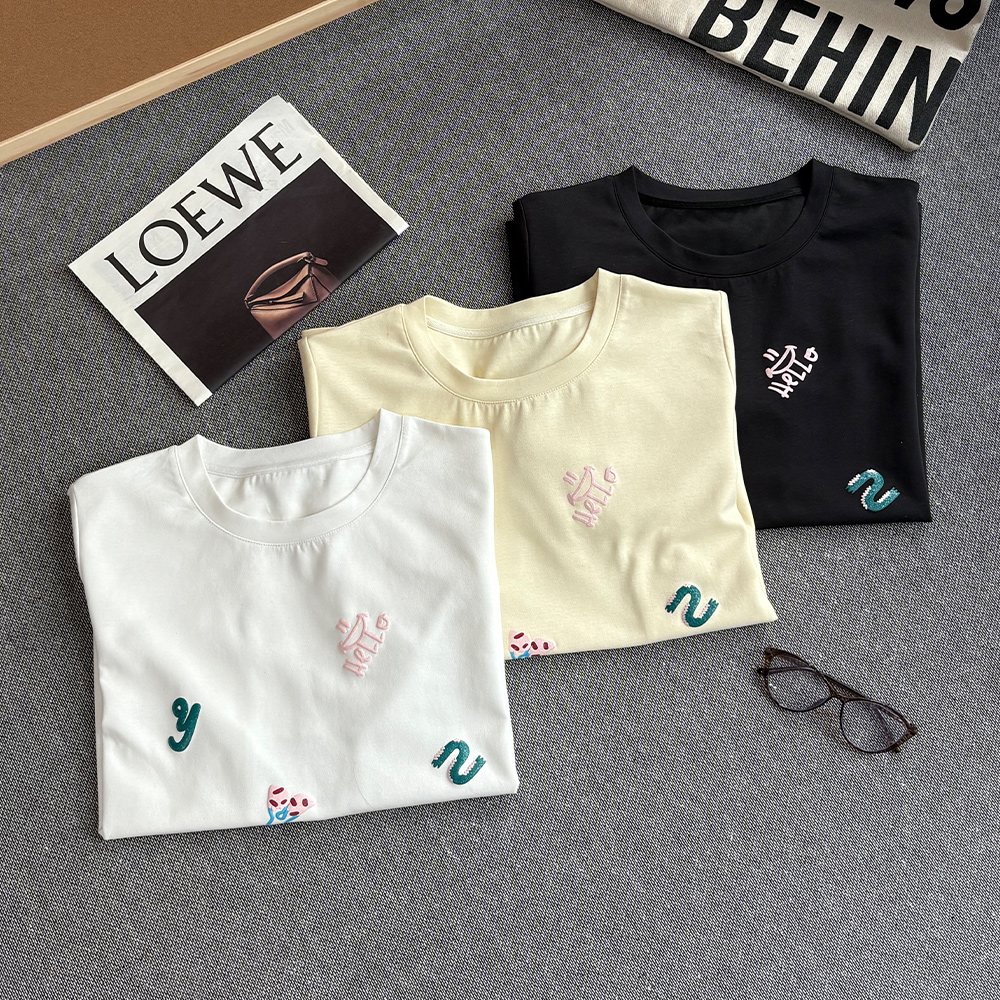 【涵胖胖】清 夏季新款大码女装休闲趣味字母刺绣短袖 T 恤  5923