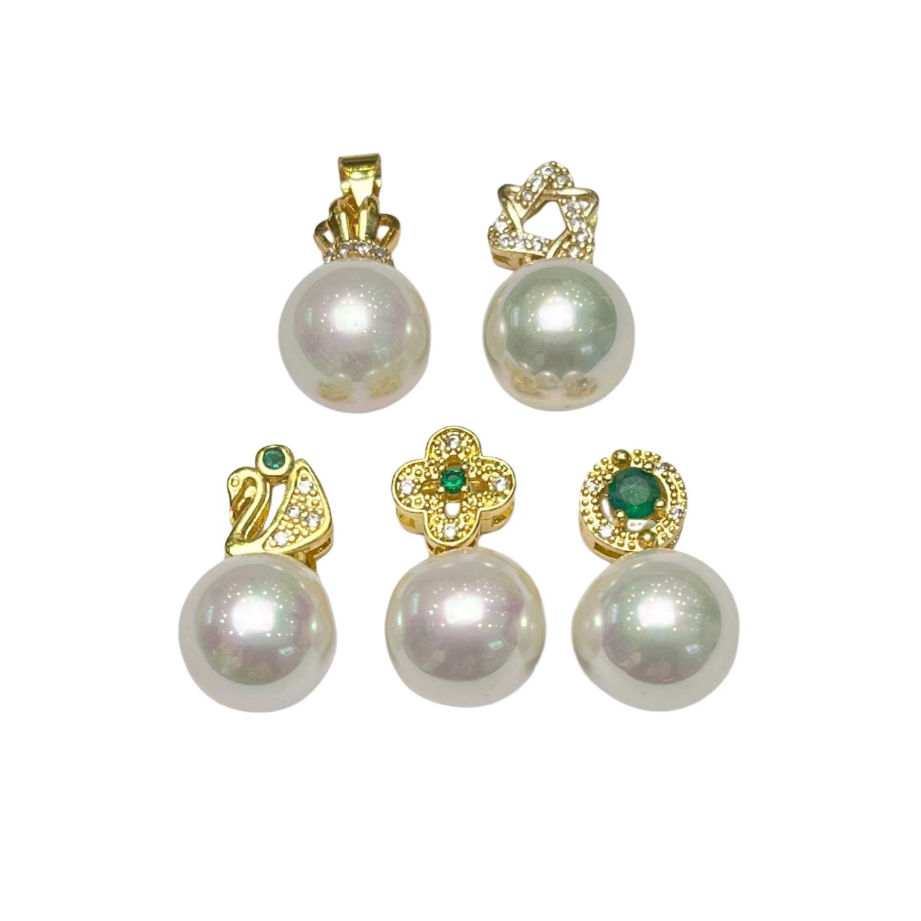 【符老板】y2045-轻奢设计款极光白贝珠六芒星吊坠-多样性只发一件