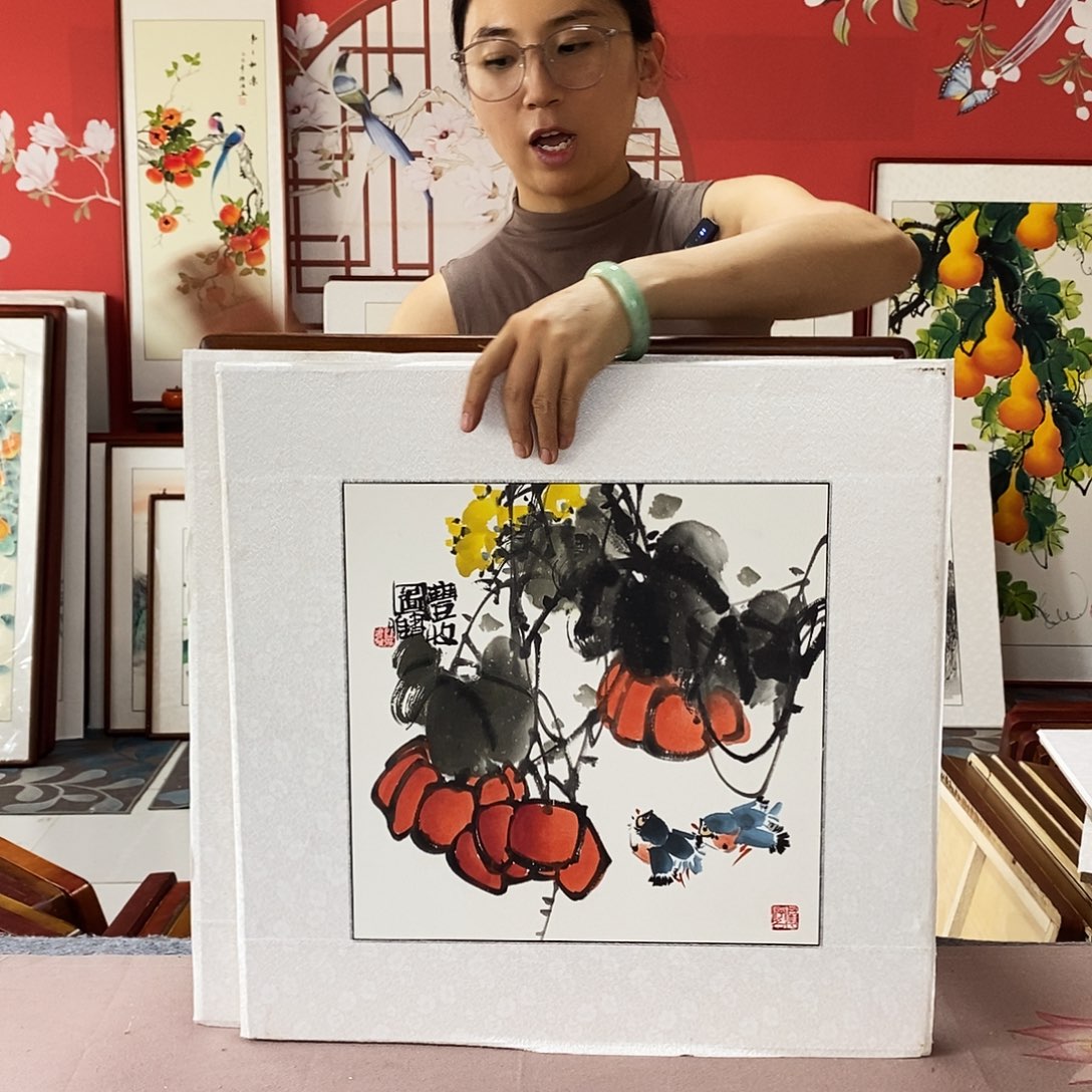 国画手写手绘国画作品52✖️52包邮带框眼镜