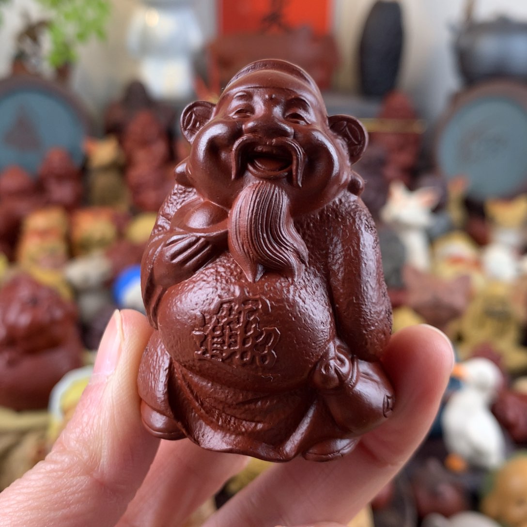 紫砂茶宠铜钱小财神