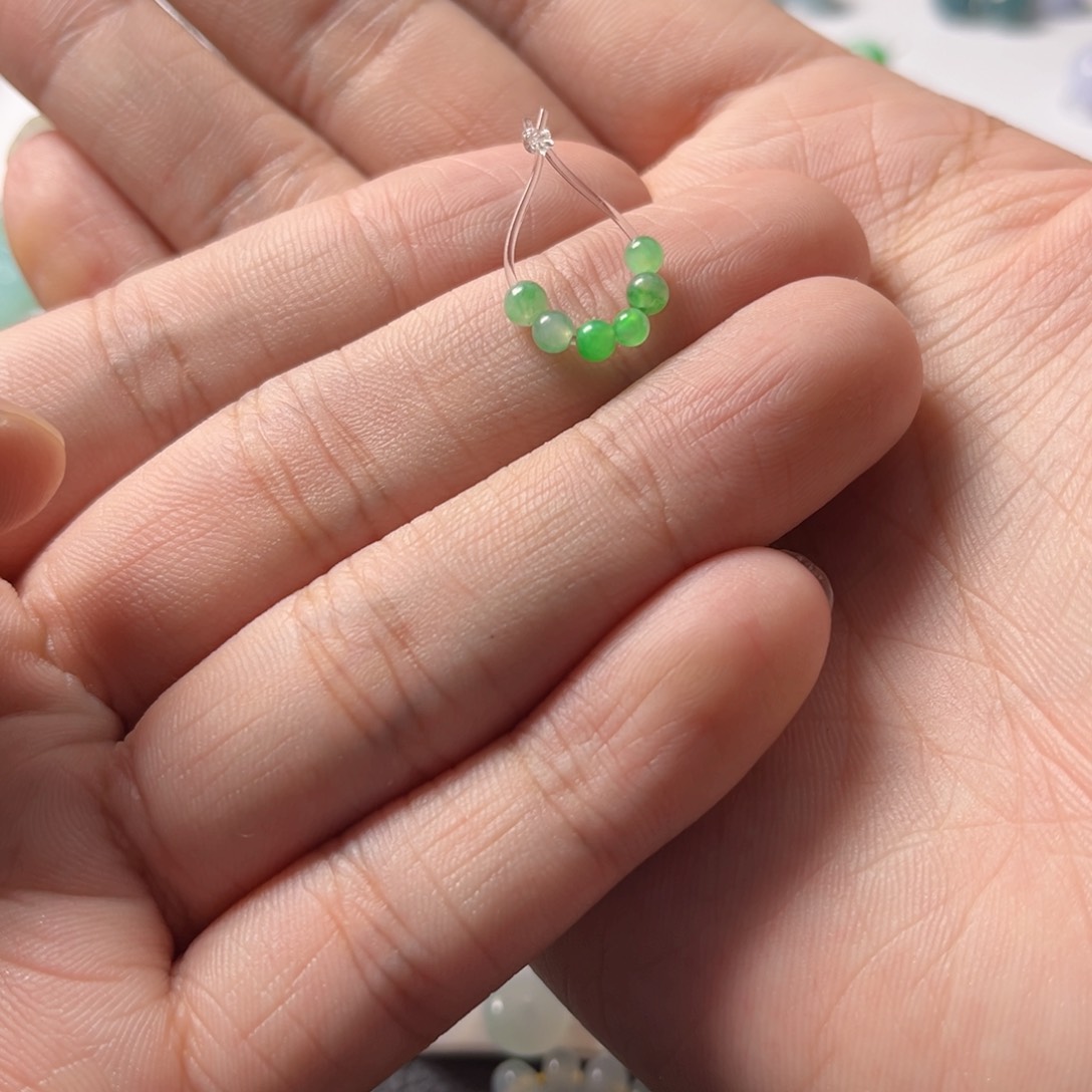 翡翠散珠淘**～天然缅甸A货珠子6颗
