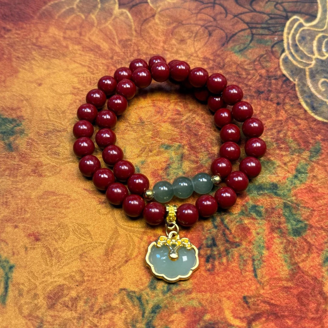 含辰砂工艺品A777朱砂双圈手串8mm-无礼盒