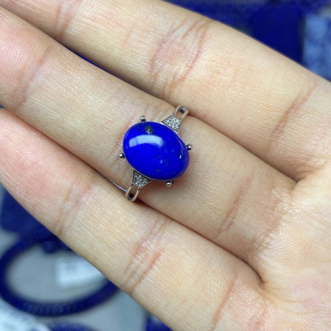 青金石银S925镶嵌戒指（可调节）