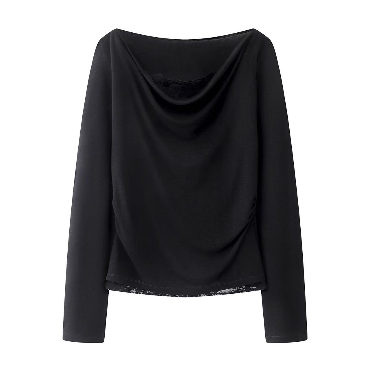 【商场同款】2026春季显瘦蕾丝花边假两件针织衫上衣1136