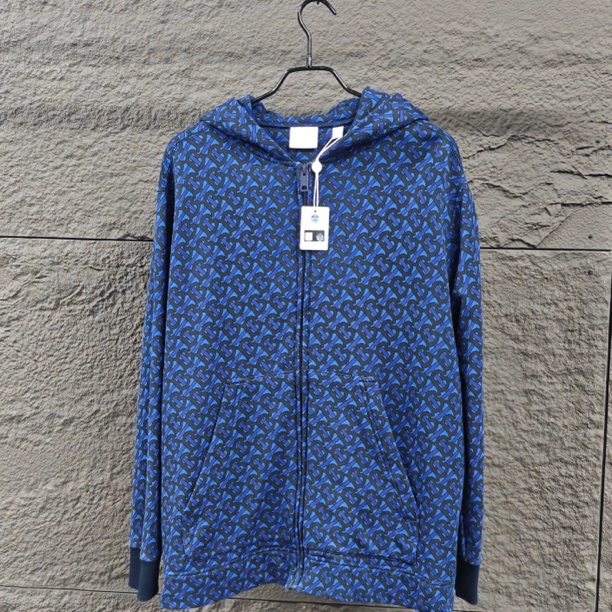 未使用 BURBERRY/博柏利 蓝色满印拉链卫衣S码衣长69胸围110
