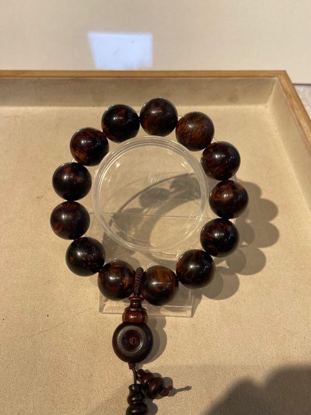 1.8海南黄花梨根料紫油梨单圈手串文玩