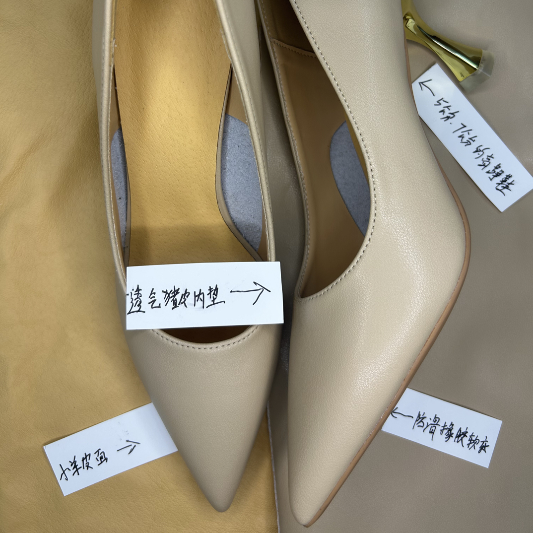 手工高跟鞋女细跟粗跟尖头职业气质浅口单鞋职场通勤不累脚黑色