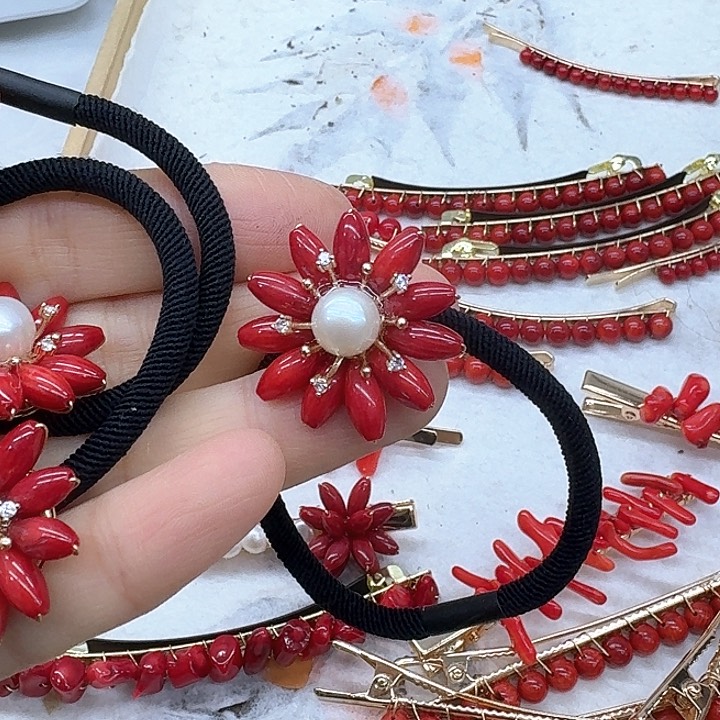 淡水珍珠发饰银S925镶嵌