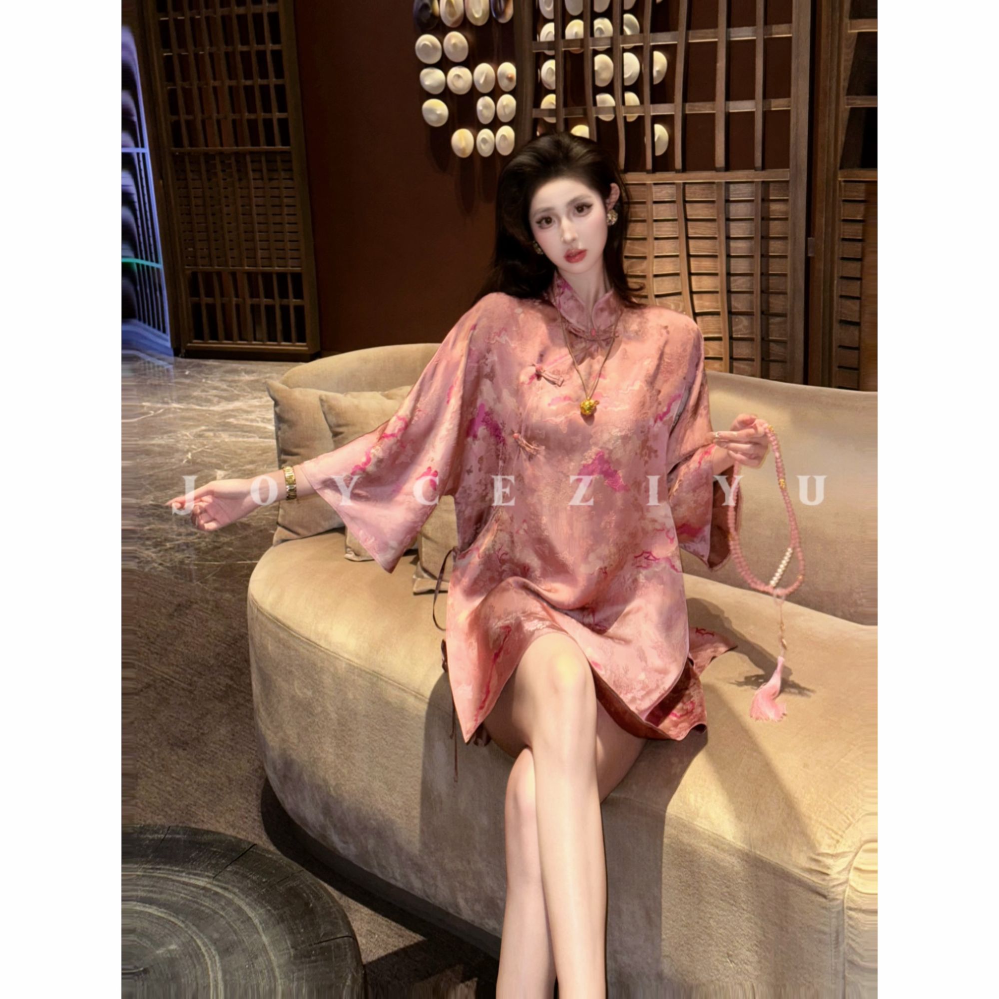 【Joyce子瑜】桃梦戏蝶·国风新中式人丝香云提花重工盘扣春夏套装