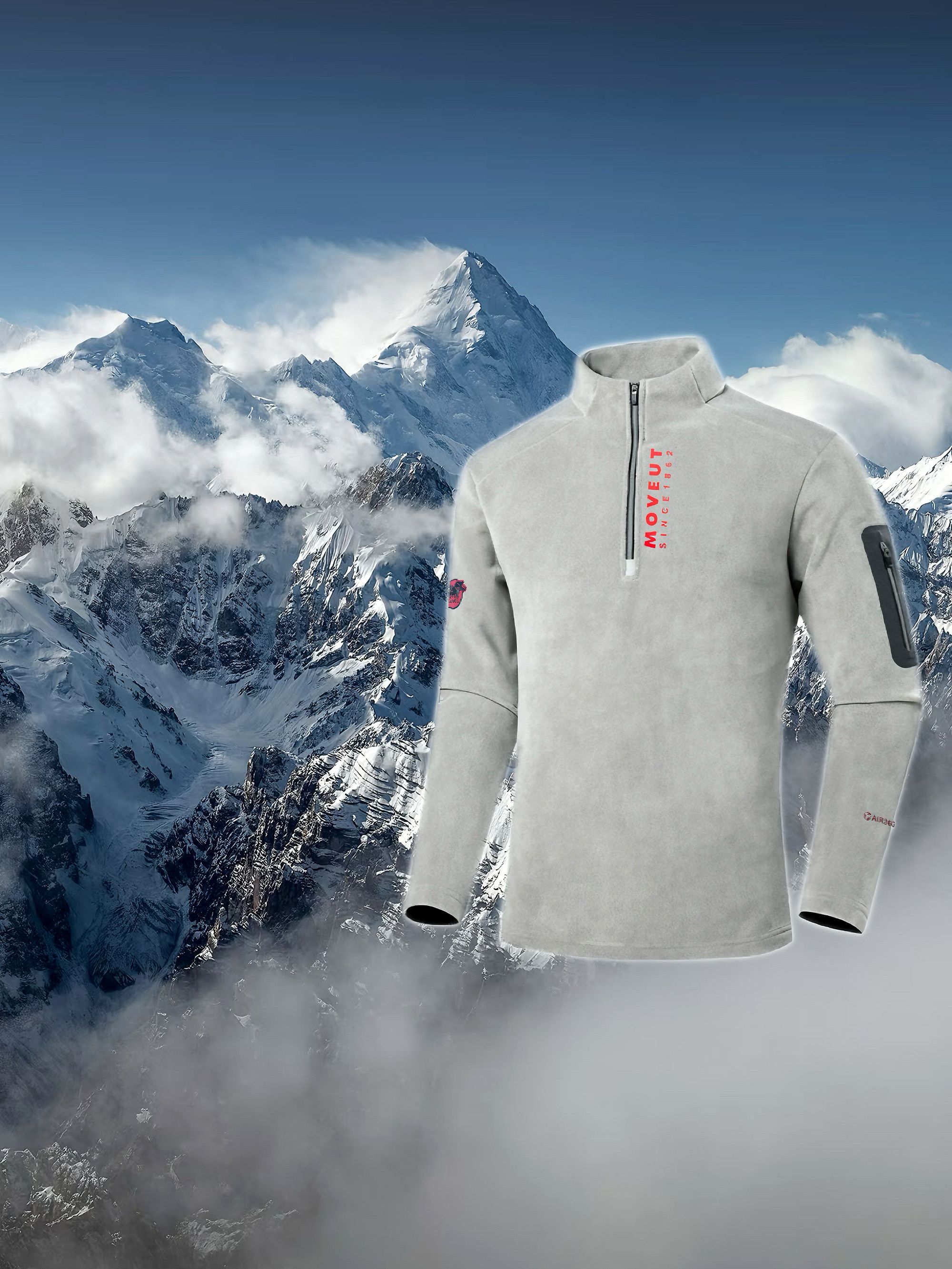 0235款秋冬情侣新款户外加绒半拉链芯片探险版抓绒卫衣