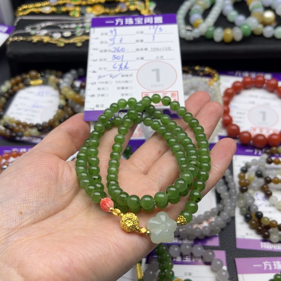 竹***）和田玉未镶嵌颈饰