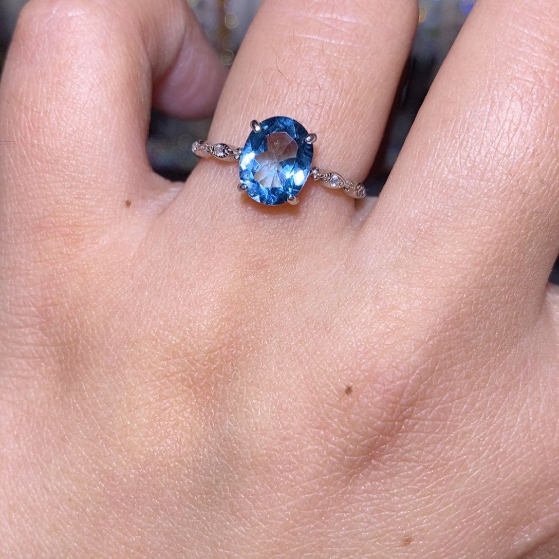 托帕石戒指银S925镶嵌