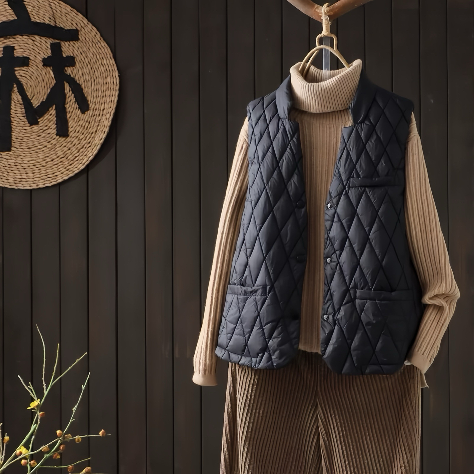 2025秋冬立领轻薄新中式洋气短款轻薄时尚百搭显瘦国风马甲女背心