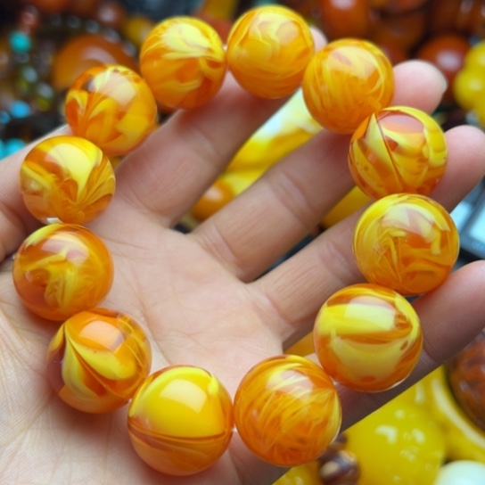 琥珀（花珀）手串未镶嵌蜜蜡