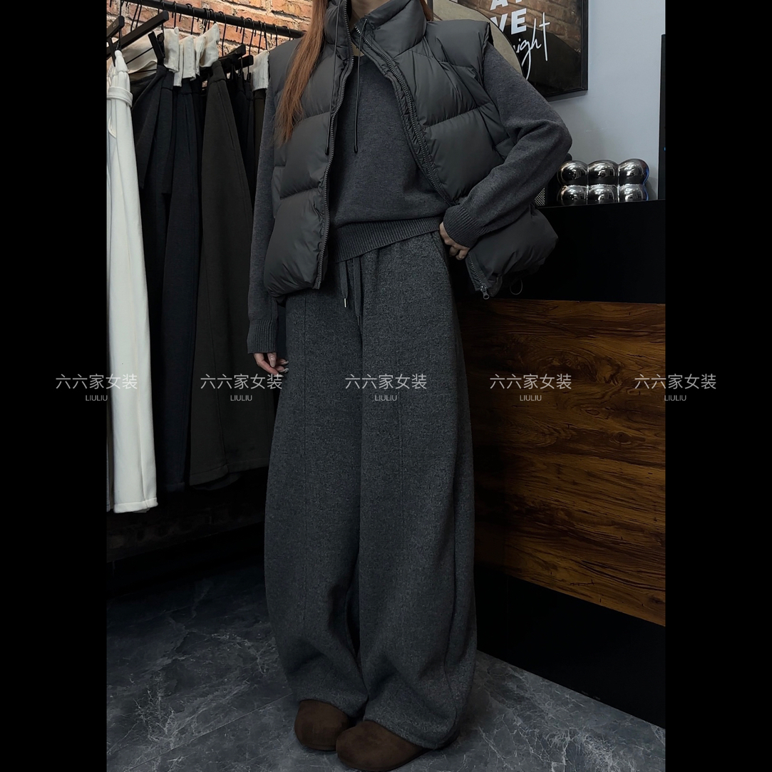 冬季加绒加厚拖地弯刀裤25389#（裤长102）高腰超显瘦遮肉慵懒百搭