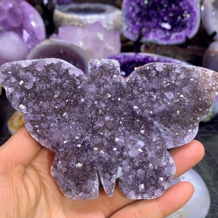 水晶捡漏紫晶花蝴蝶未镶嵌