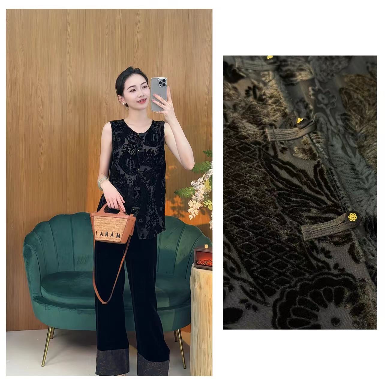 【南油高定】法式减龄收腰设计感显瘦气质时尚百搭上衣7002