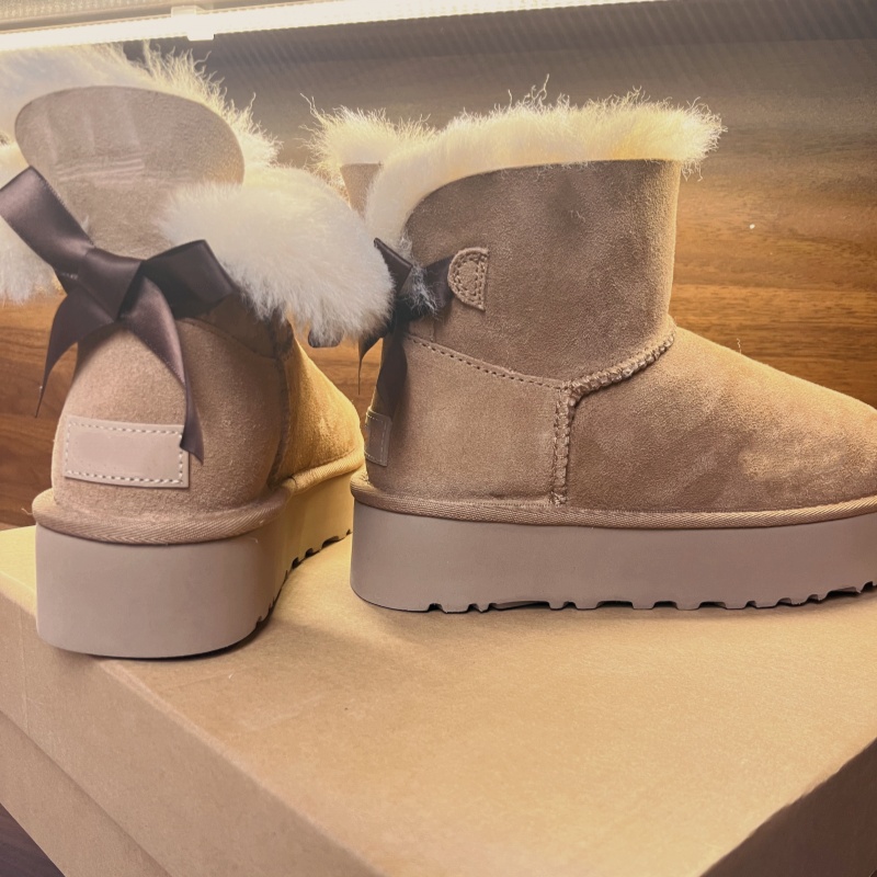 【顶奢贝利蝴蝶结厚底】桑坡雪地靴皮毛一体厚底雪地靴2025新款秋冬