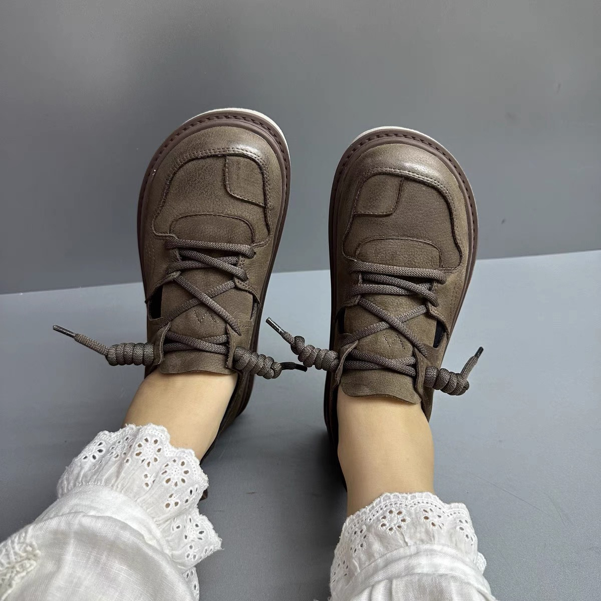 87709-1真牛皮加厚牛筋底四季单鞋丑萌鞋女