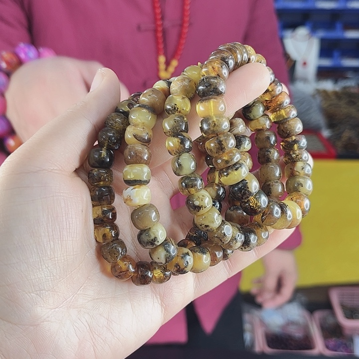 琥珀手链未镶嵌丅50五元素算盘珠发其一