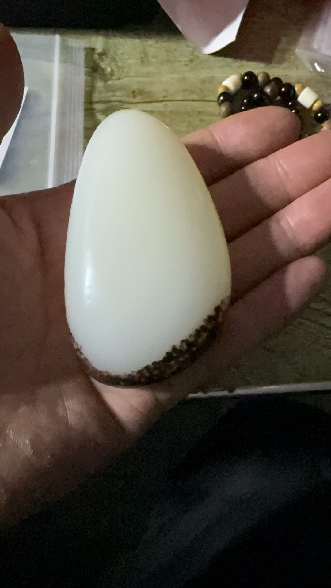 手工雕刻白色观音玉莲花手把件油润大气原皮精雕摆件