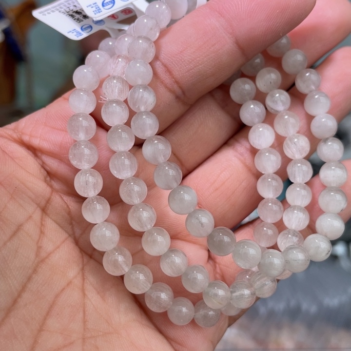 水晶手串未镶嵌天然白兔毛手串6mm多样性发其一