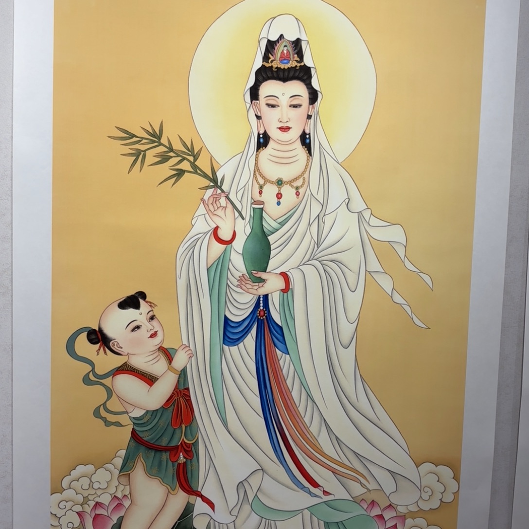 本***净国画精品白衣观音四尺整张