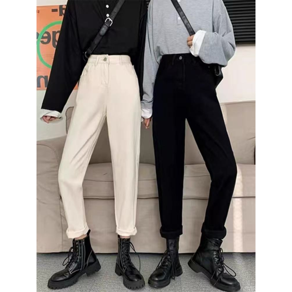 1087 高腰牛仔裤女秋季2025新款显瘦直筒萝卜裤梨形身材H1 C3