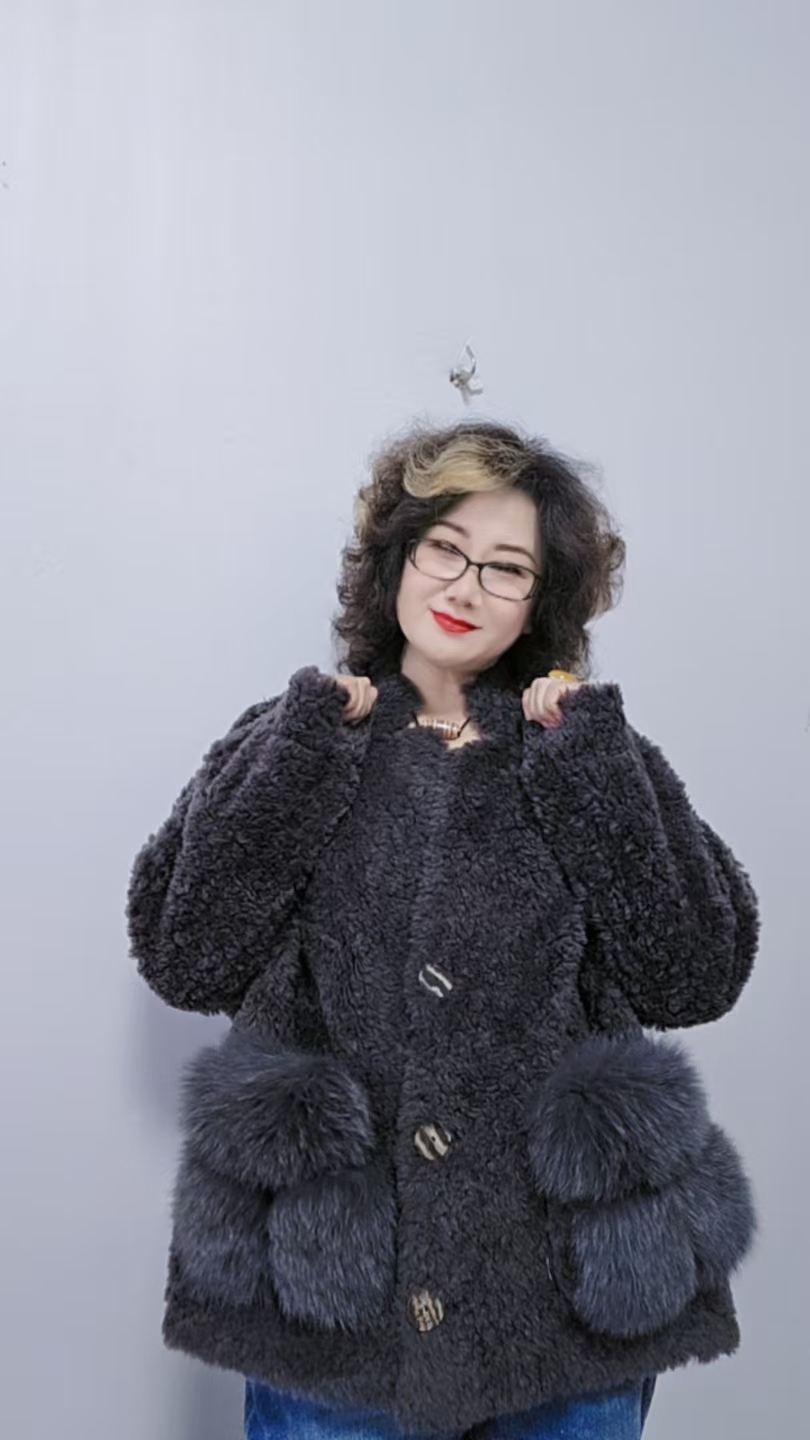 BS-1108混毛颗粒羊毛拼接休闲外套