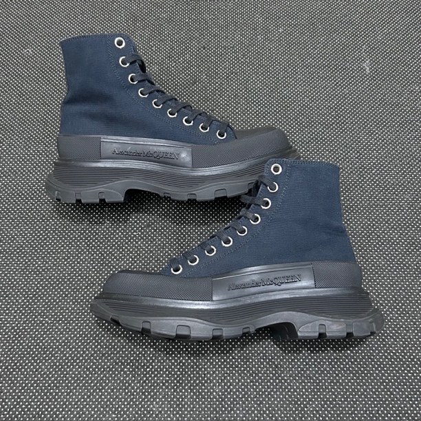 95新 Alexander McQueen/亚历山大·麦昆 37码 24.5cm 黑色 帆布靴