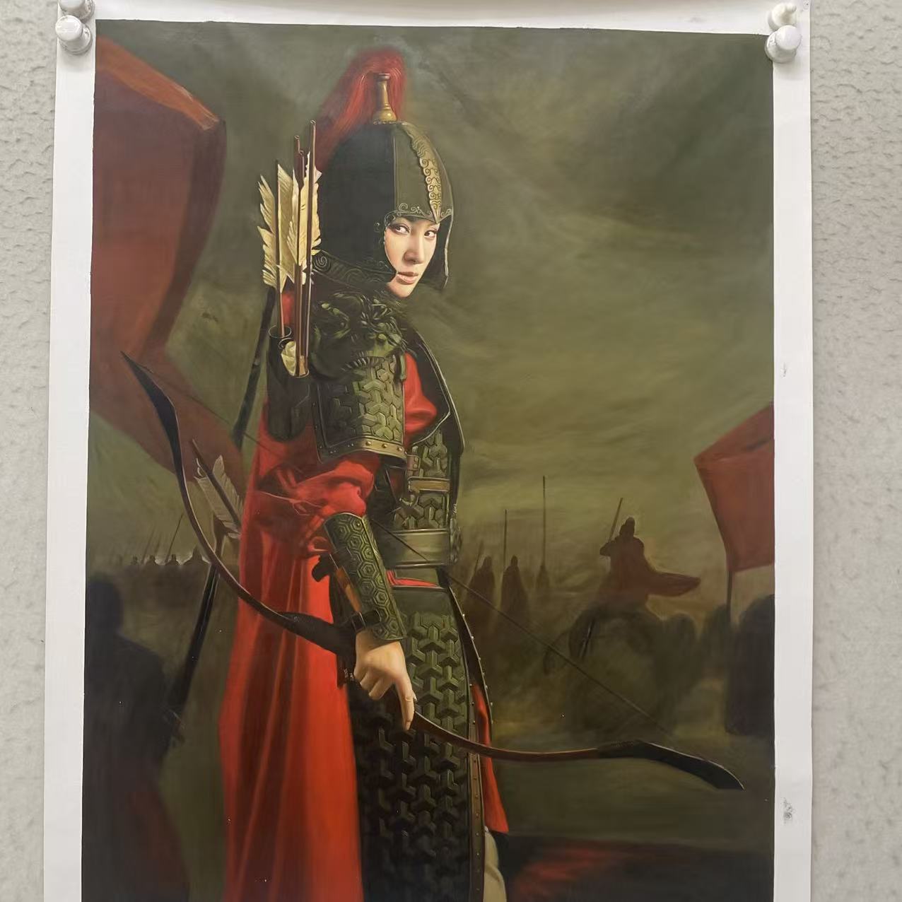 林彦新***花木兰-约75-100厘米-手绘油画-麻布