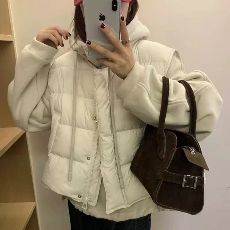 【老板专属KP5025】韩系马甲加绒卫衣两件套女宽松休闲保暖马夹外套