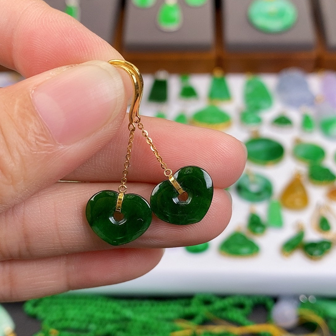 吊坠(不含链)银S925镶嵌翡翠