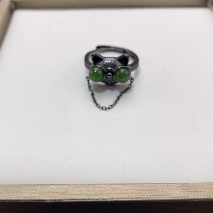 和田玉银S925镶嵌戒指