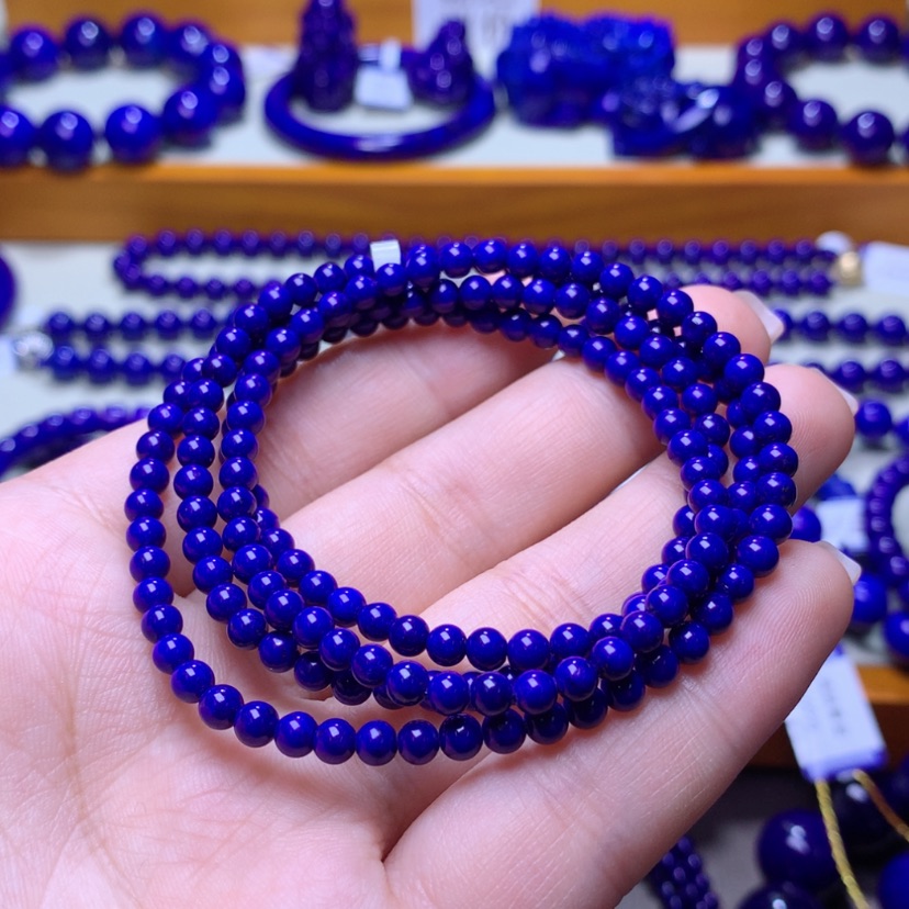 【闪购商品】青金石手串未镶嵌色标级4m多圈帝王青