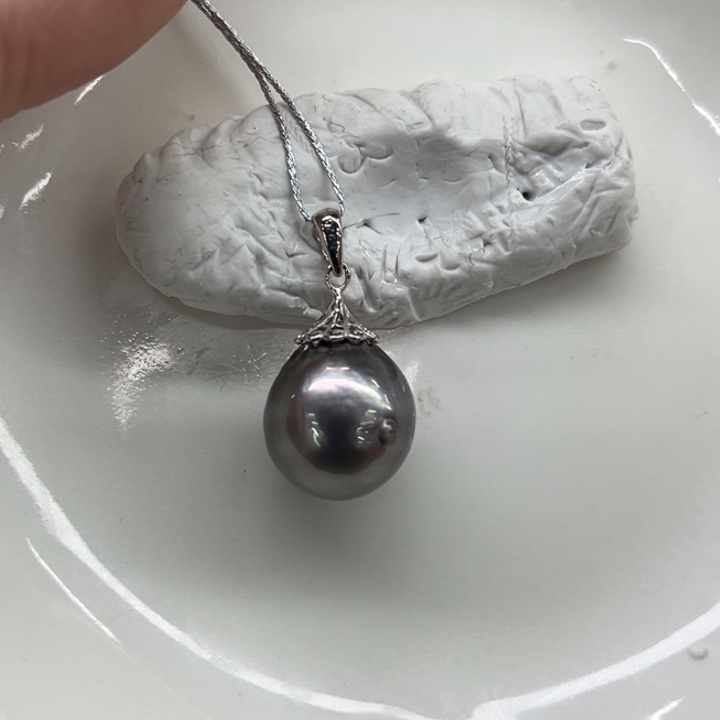 银S925镶嵌吊坠(不含链)海水珍珠12-13m