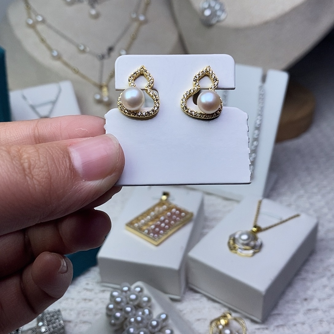 淡水珍珠耳饰银S925镶嵌