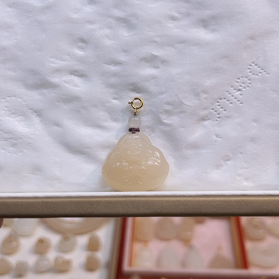 和田玉18K金镶嵌吊坠(不含链)