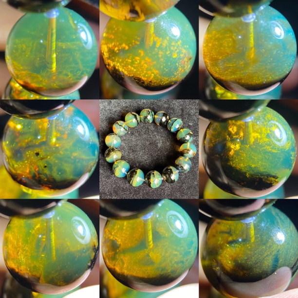 【小伊琥珀】33.5克植物聚宝盆一线天手串