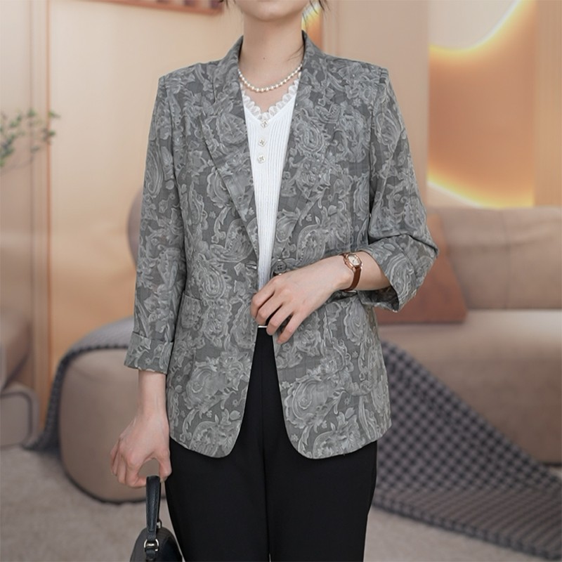 夏季薄款洋气防晒衣外套中年女遮肉显瘦小西服上衣大码洋气空调衫